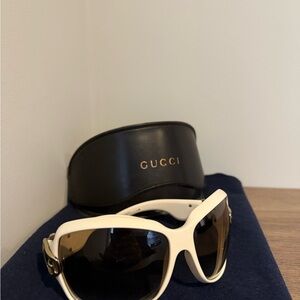 Gucci White Oversized Sunglasses